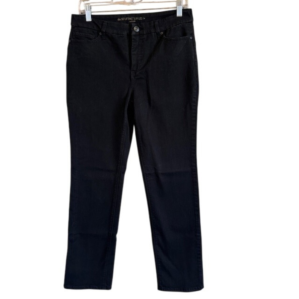 Chico's So Lifting Slim Leg Women's Black Denim Stretch‎ Jeans 0 Short Size 4